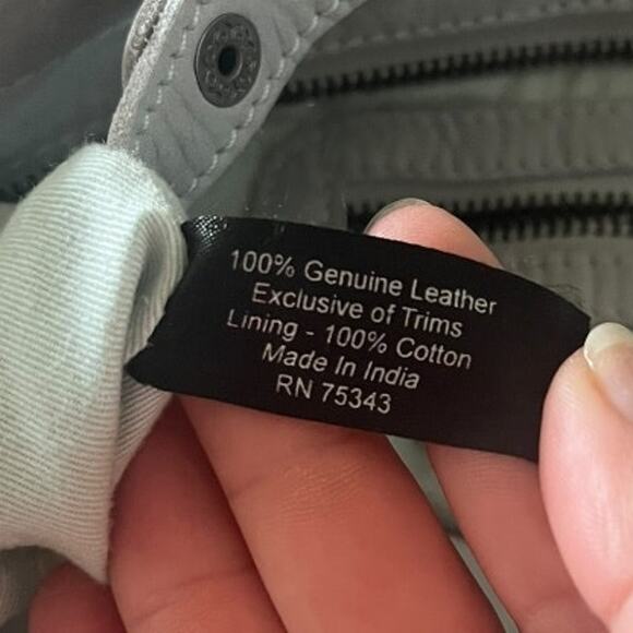 shoulder bag & wristlet gray taupe soft 100% leather zip closure no brand - Picture 4 of 9